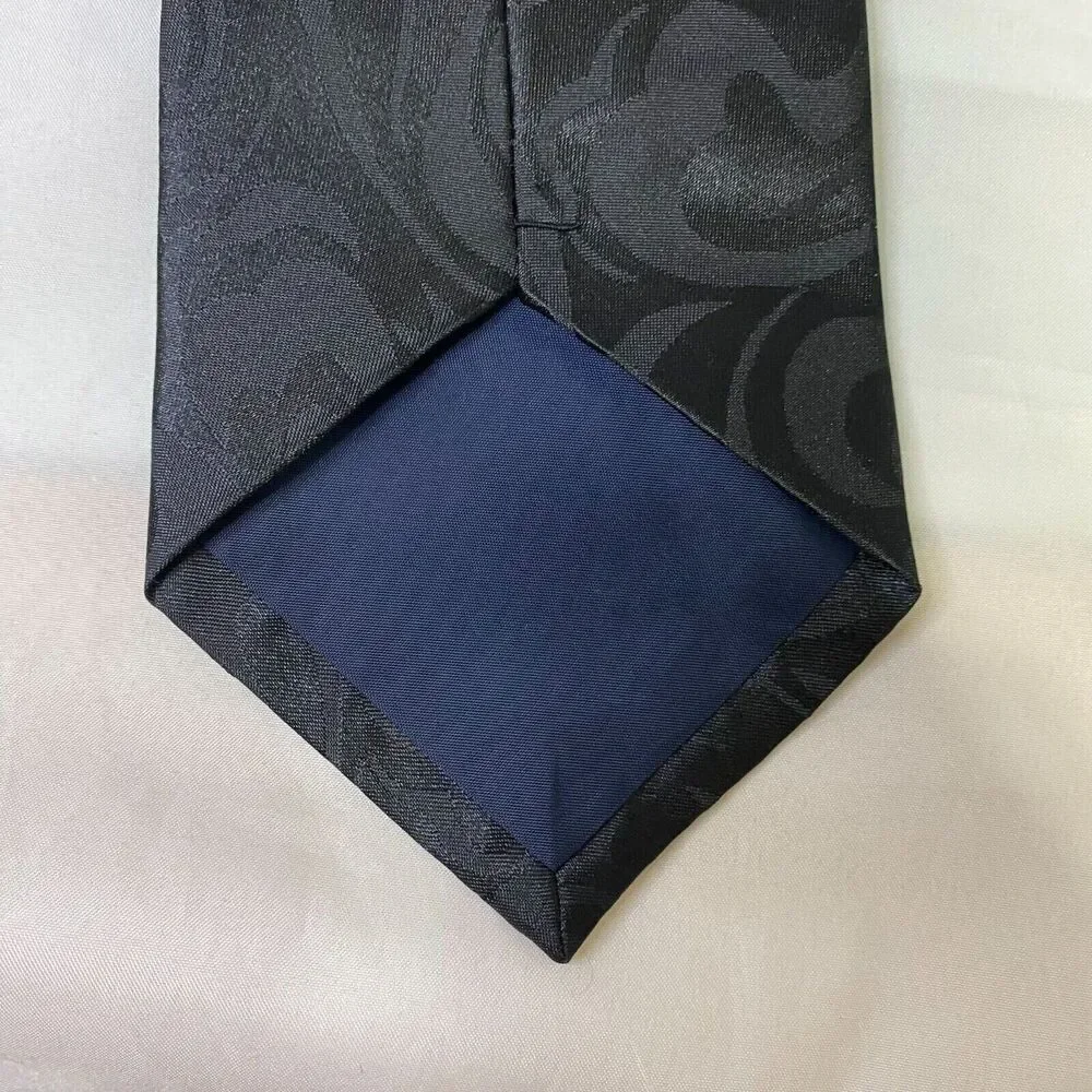 #6640 Fratello Black with Frogs Mens Necktie, Tie